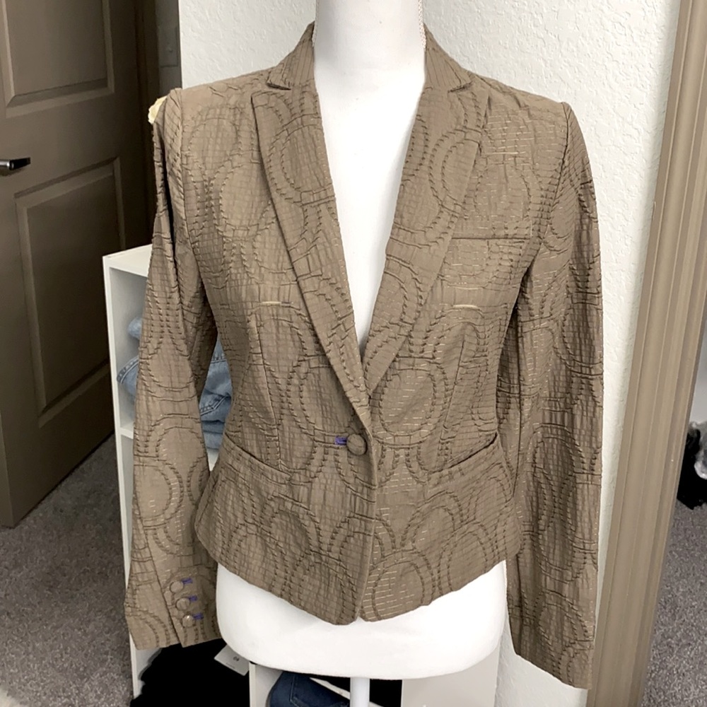 Simply Vera/Vera Wang Olive Green Textured Blazer Size XS